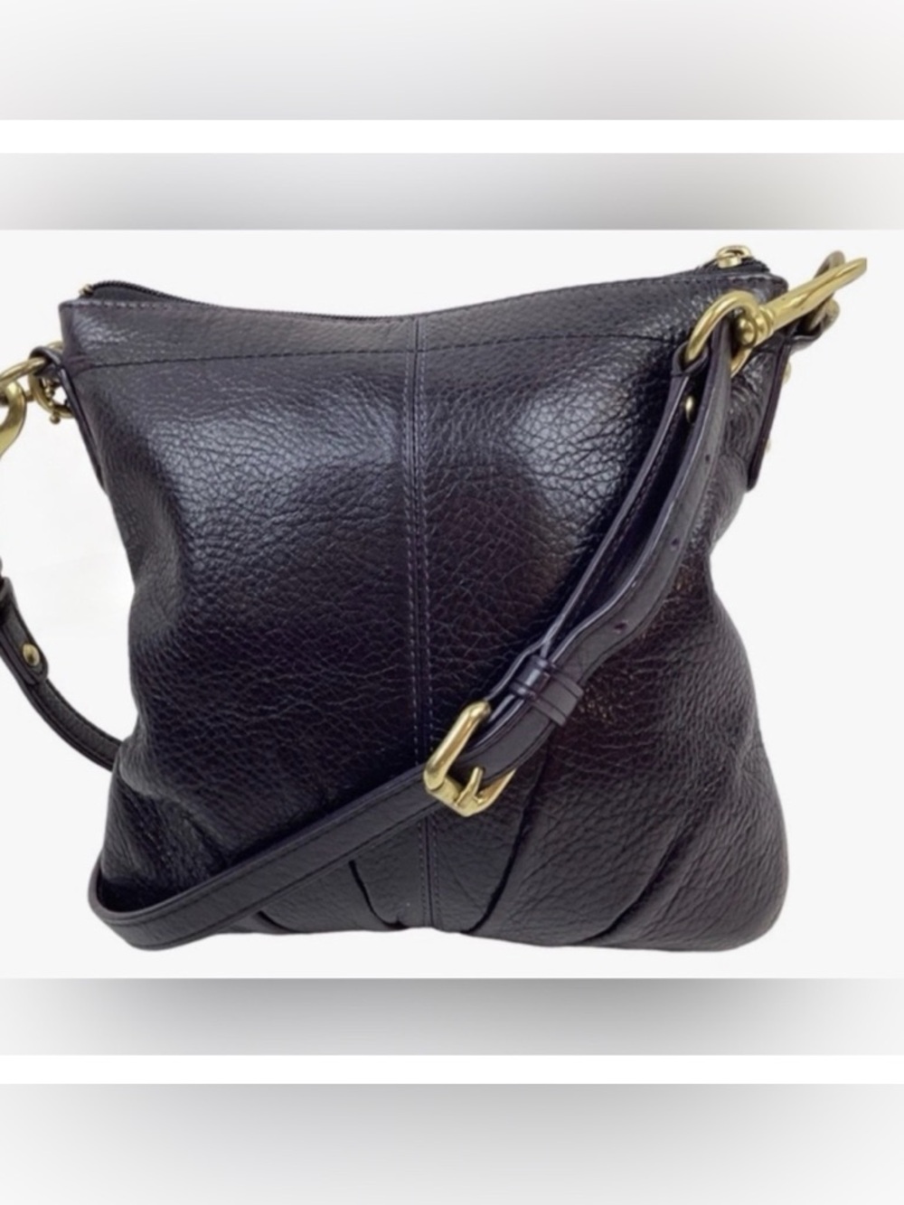 Coach Brooke Pleated Purple Pebbled Leather Hobo Crossbody Bag E0973-43112